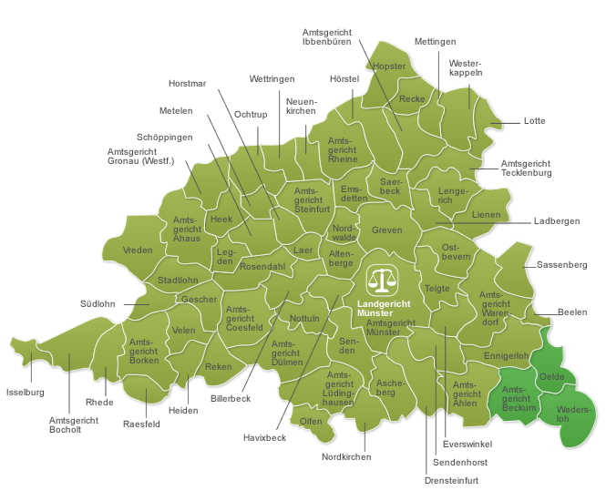 Übersicht des Landgerichtsbezirks Münster